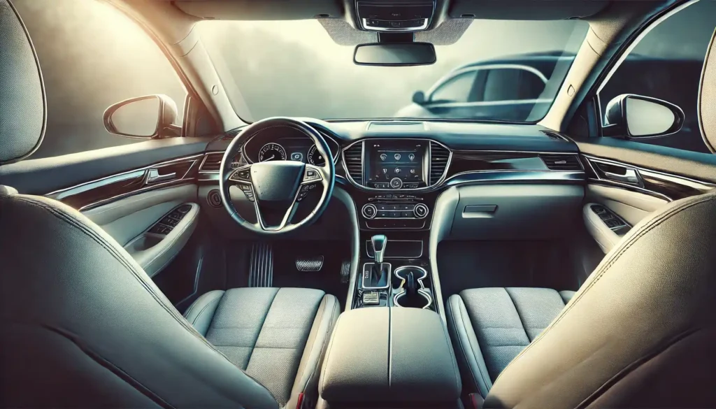 Car interior detailing dash view